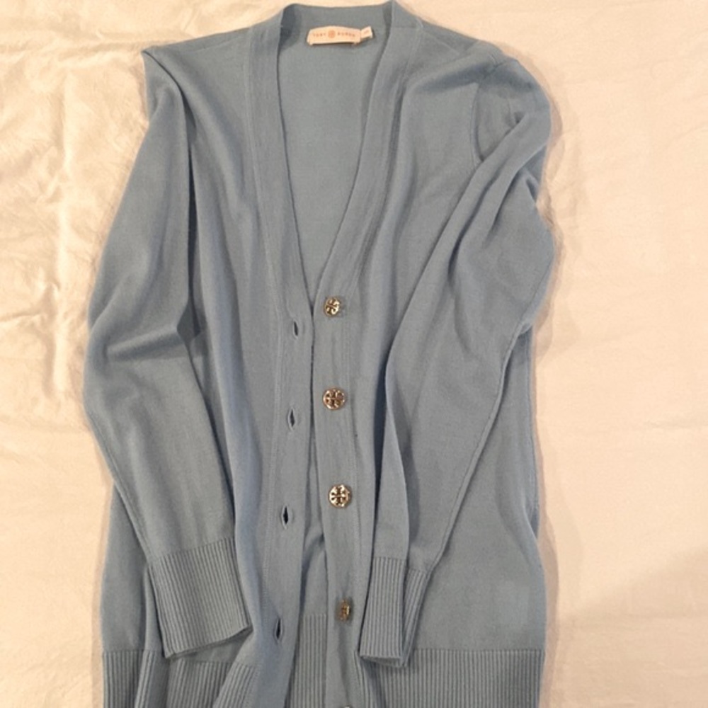 Tory Burch powder blue cardigan